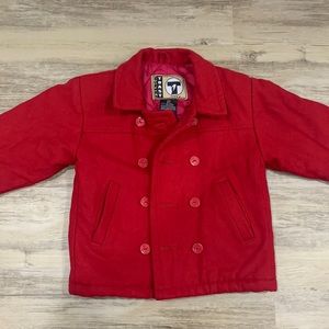 French Toast Red Kids Pea Coat